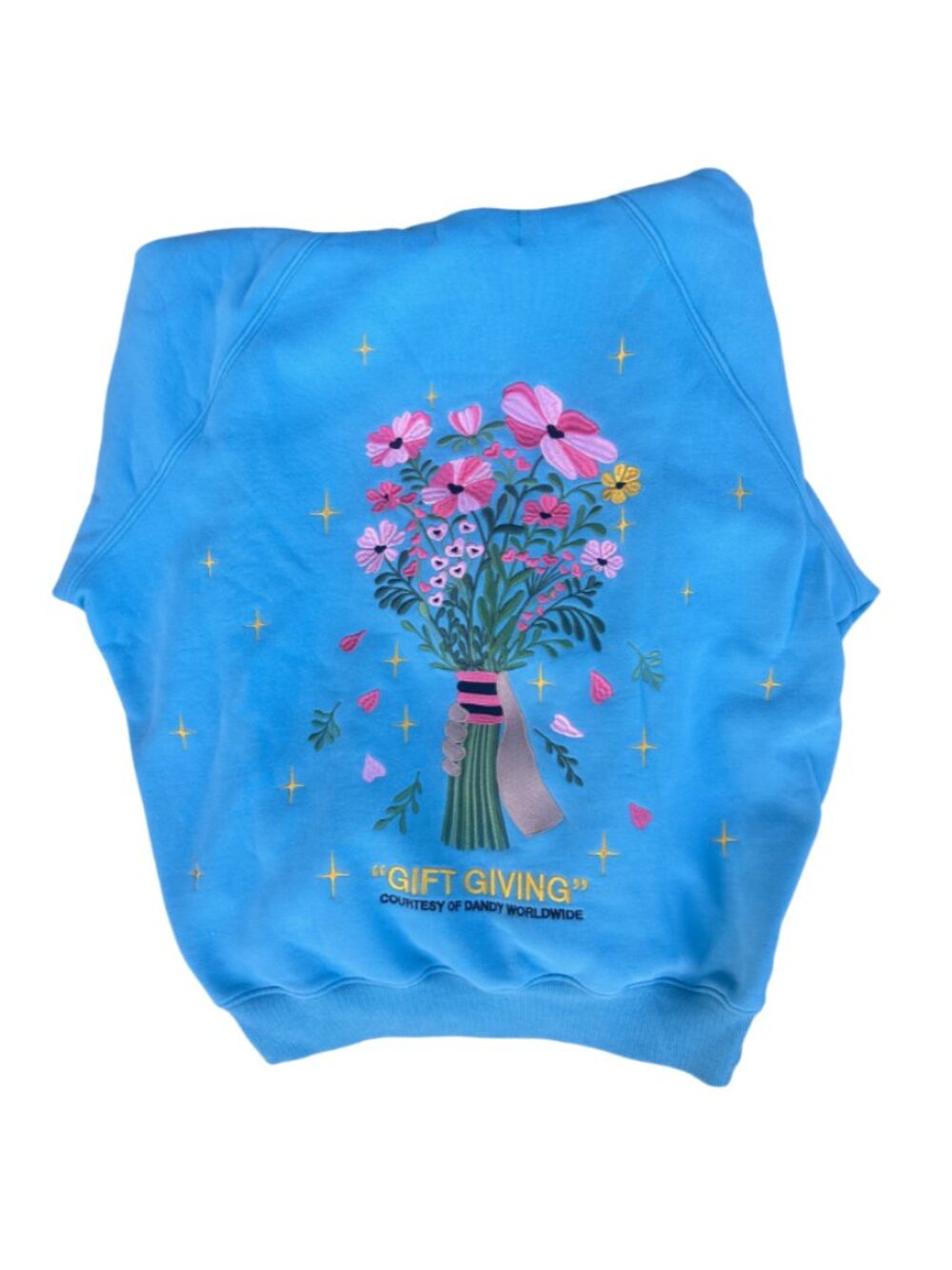 Dandy Worldwide "Gift Giving" Blue Floral Hoodie - Long Sleeve Sweatshirt